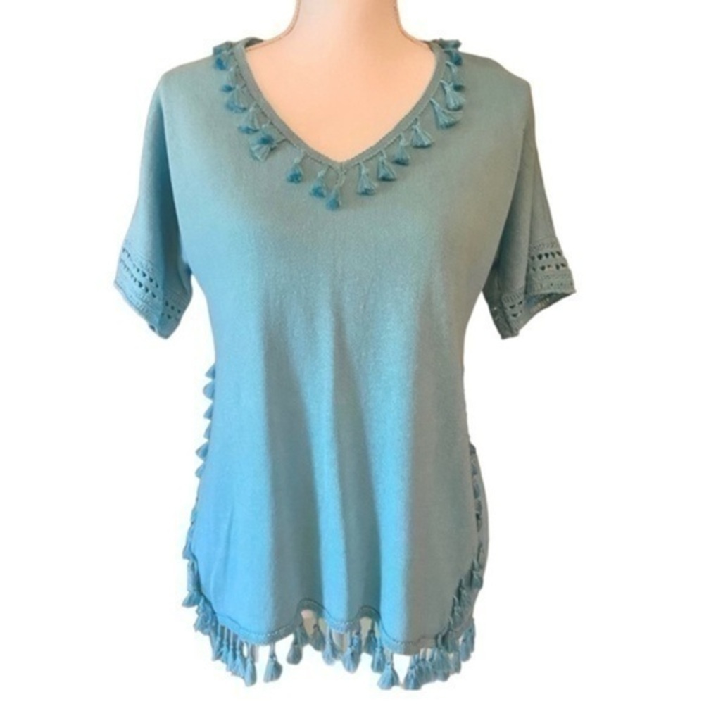 Chicos Tranquil Blue T-Shirt, S2, Preloved Excellent Condition